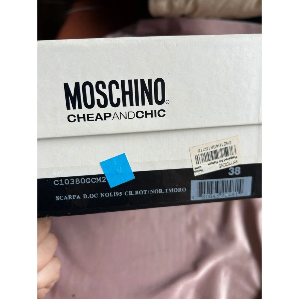 Moschino Cheap and Chic Heels Womens Size 8 Brown Teal Good Brogue Bow